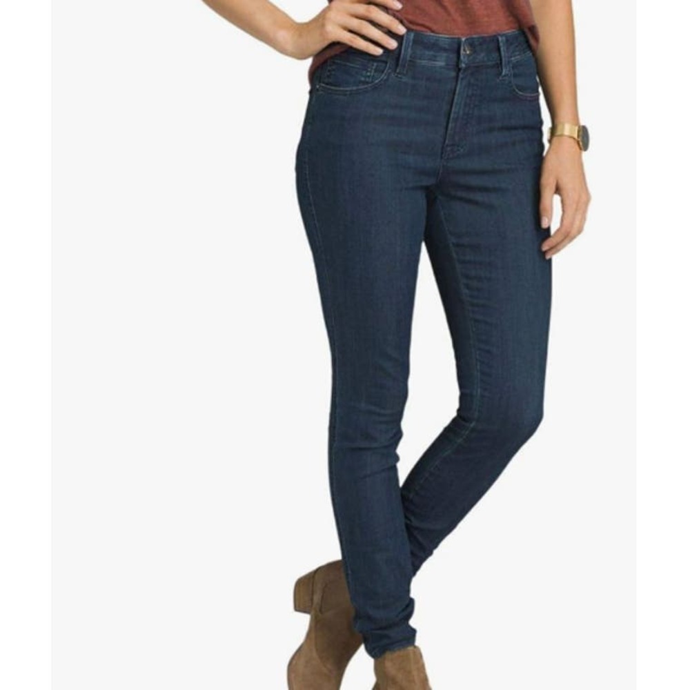 prAna Women's Oday Jean Mid Rise Organic Cotton Stretch Dark Denim Sz 4 Blue NWT